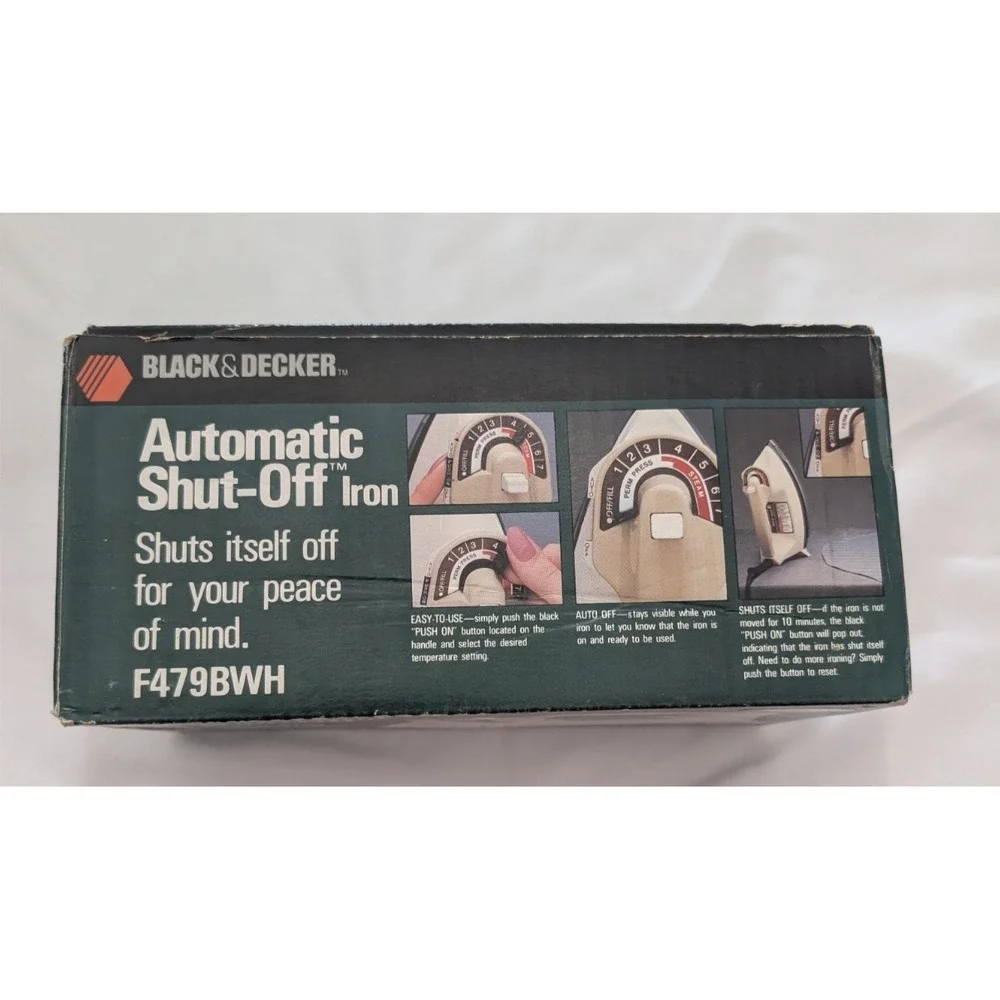 Vintage 1980s Black & Decker Automatic Shut-Off Iron Steam & Dry - F479BWH
